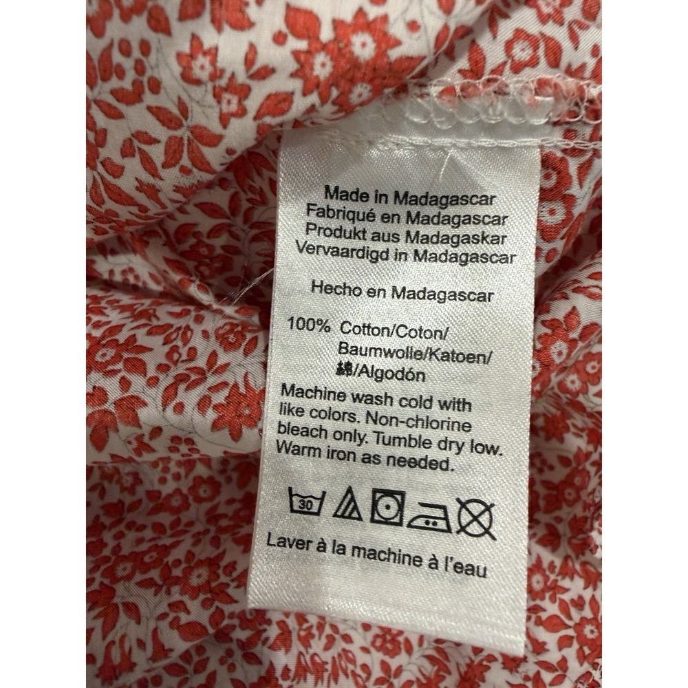 J.Crew Liberty Fabric Red Floral Cotton Blouse Ruffle Neck 10 Cottagecore - Picture 9 of 9